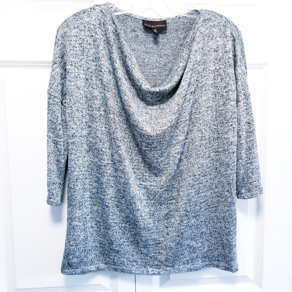 Dana Buchman Metallic Thread Cowl Neckline Sweater